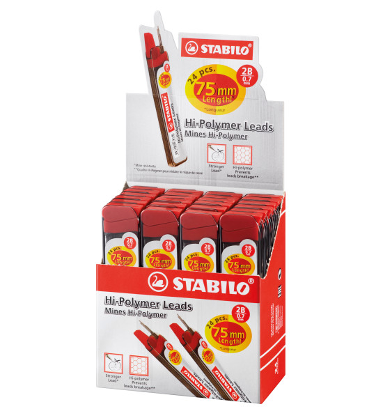 Minas para Portaminas, 2B, 0.7 mm, 24 Tubos x 24 pzas. Caja x 24